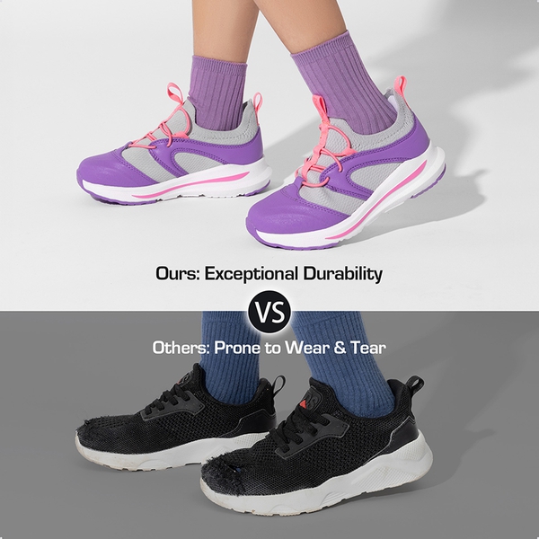 [DuraPlay Sheild Runner] Kids Lightweight Slip on Sneakers - PURPLE/PINK/LIGHT GREY - 1